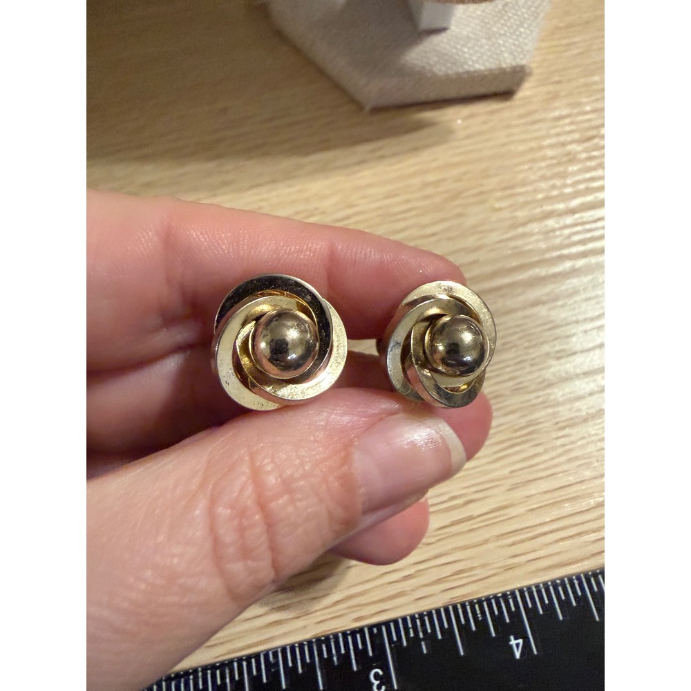 Vintage Coro Gold Tone Swirl Knot Screw Back Earrings Mid Century Modern MCM